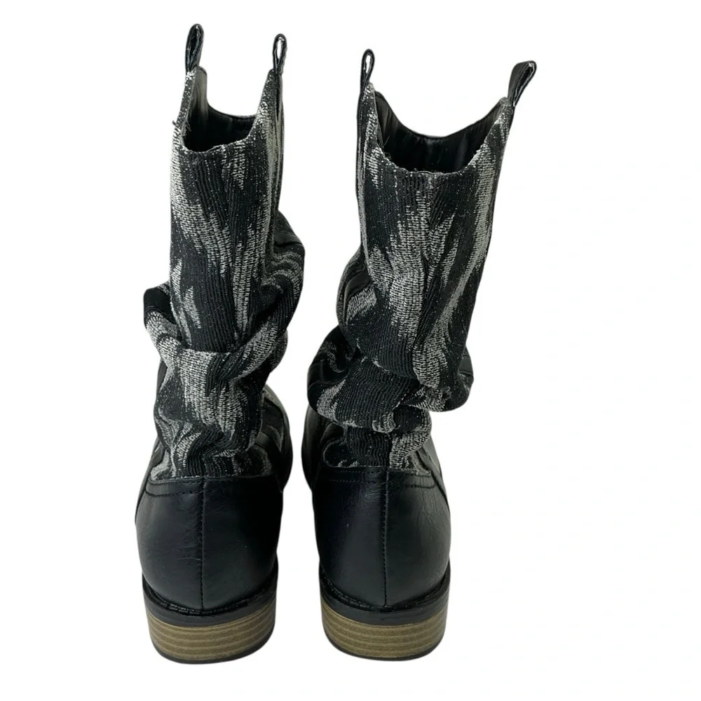 Old‎ Navy Black and Gray Girls Boots Size 2 Southwestern Print Slouchy Style